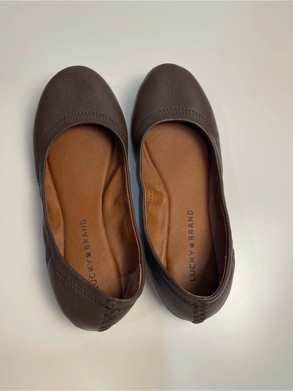 Lucky Brand Dark Brown Leather Slip-On Ballet Flats new without tags 7.5 women